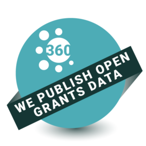 turquoise 360giving data publishing badge.